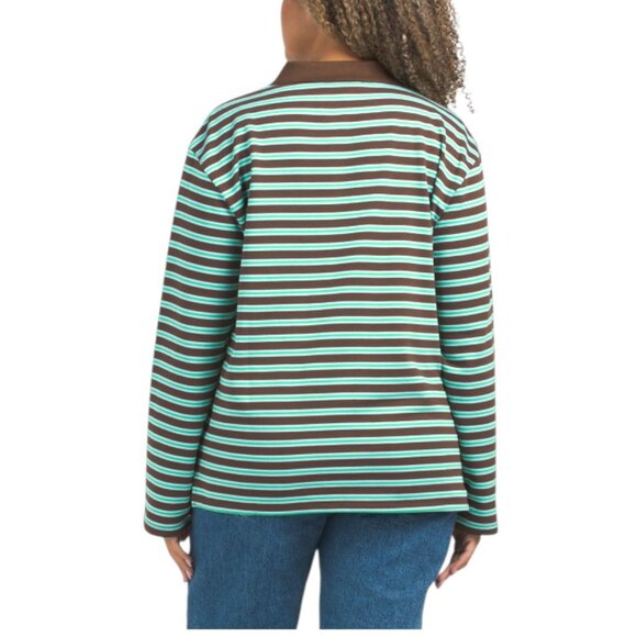 ENGLISH FACTORY Striped Collared Sweatshirt - Picture 2 of 2